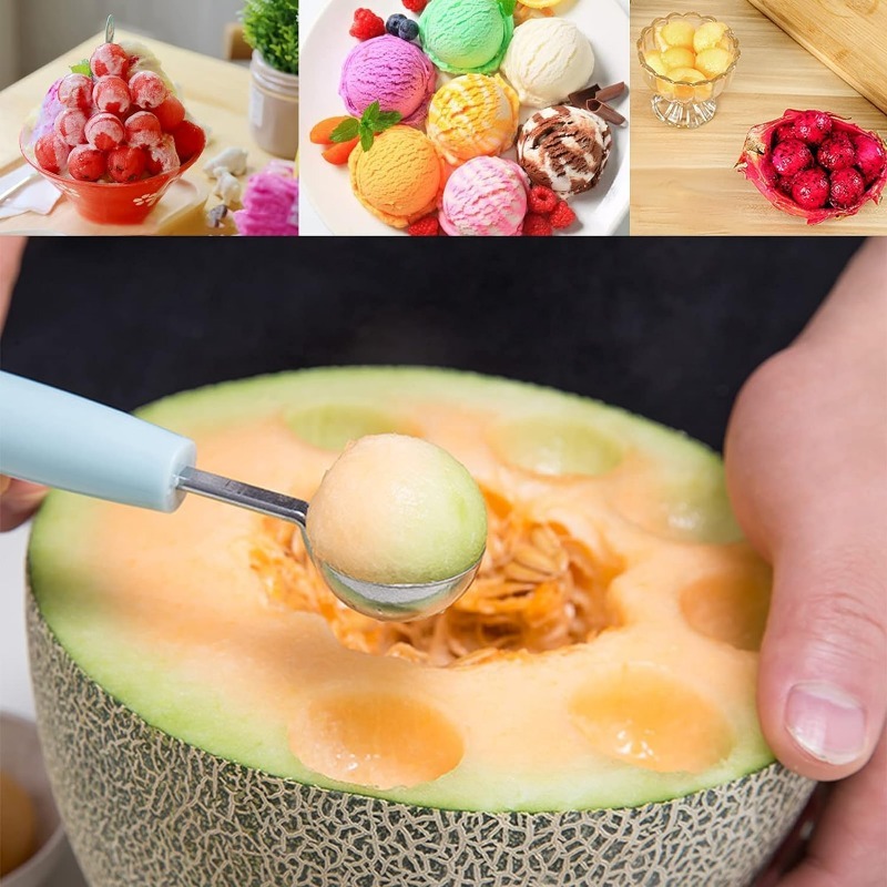 2pcs/set Random Color PP Melon Scoop, Two Tone Melon Baller For Kitchen