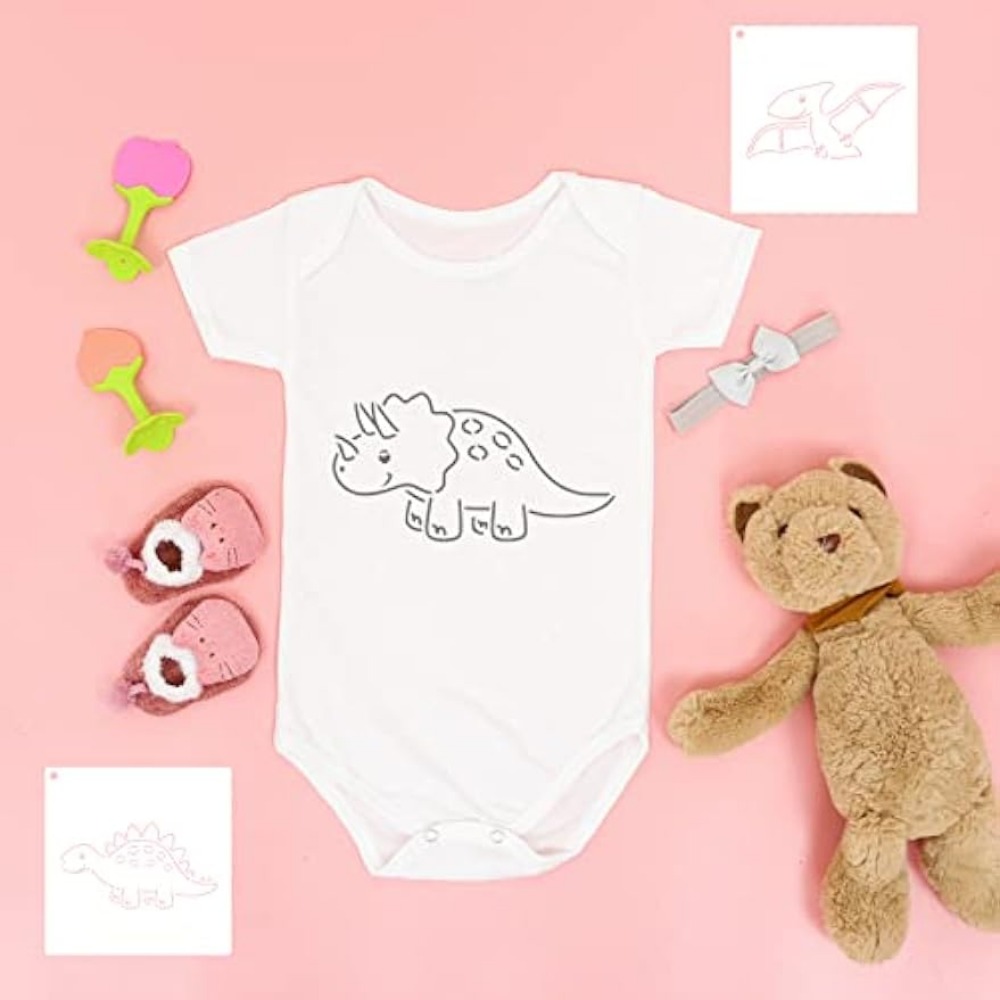 Dinosaur Stencils for Painting Onesies, Onesie Decorating Kit