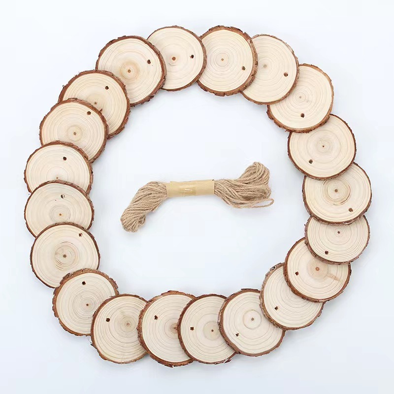 Natural Wood Slices Craft Wood Kit with Hole Wooden Circles Tree Slices for  Arts and Crafts Christmas Ornaments DIY Crafts