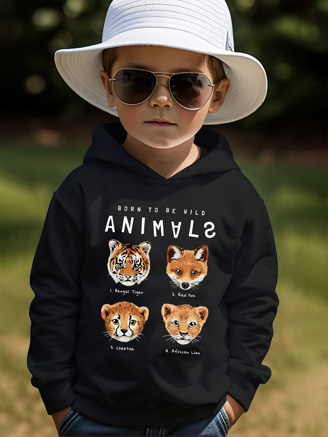 Cute Animal Pattern Print Boys Casual Creative Hoodies - Temu