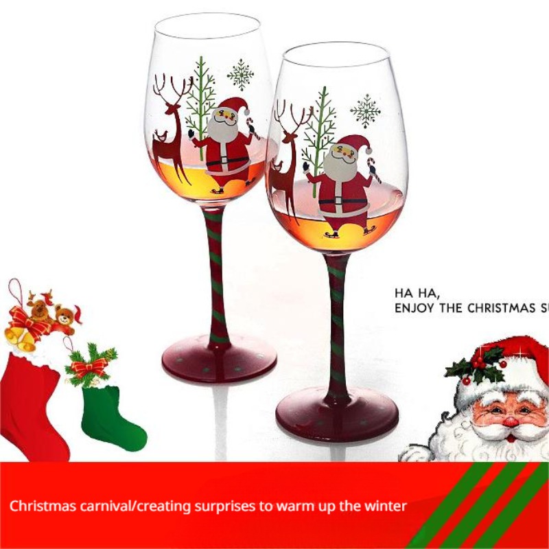 Christmas Print Wine Glass, Champagne Glass, Crystal Glass Goblet, For  Whisky, Cocktail, For Bar, Pub, Club, Restaurant And Home Use, Drinkware  Accessories, Xmas Decor - Temu