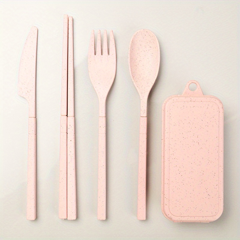 Utensil Set with Travel Case - Pale Rose