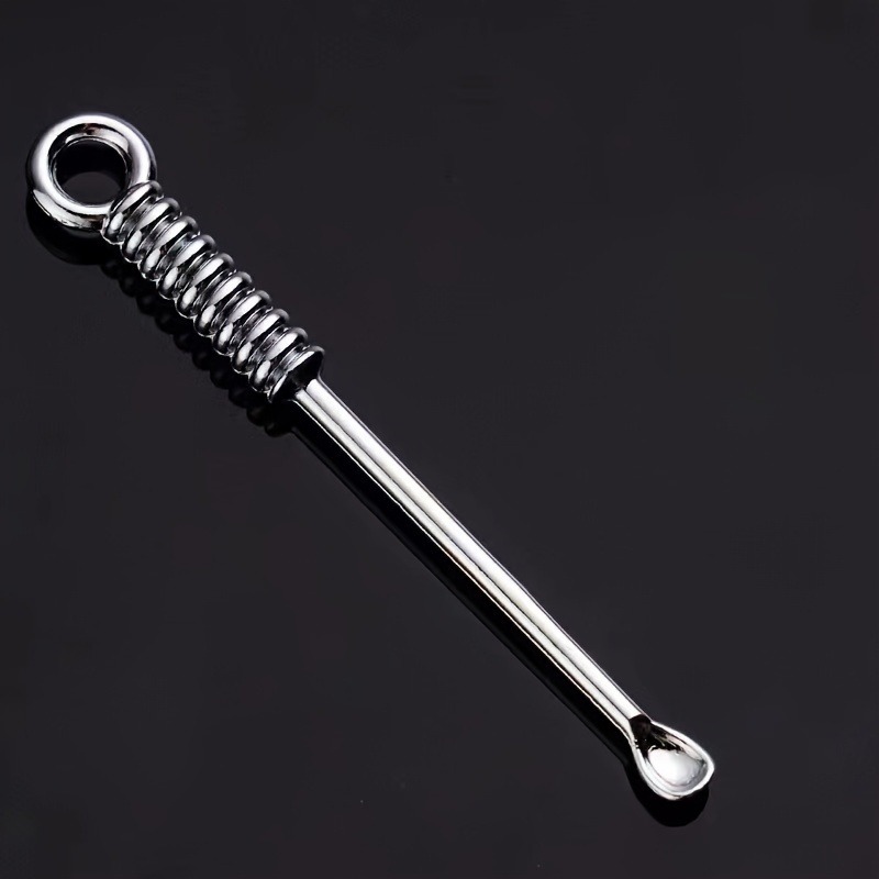 2pcs Metal Ear Pick Spoon, Portable Spiral Ear Wax Removal Tool, Earpicks Key Chain Ear Spoons