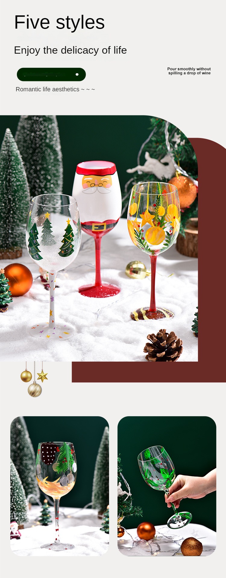 Christmas Print Wine Glass, Champagne Glass, Crystal Glass Goblet, For  Whisky, Cocktail, For Bar, Pub, Club, Restaurant And Home Use, Drinkware  Accessories, Xmas Decor - Temu