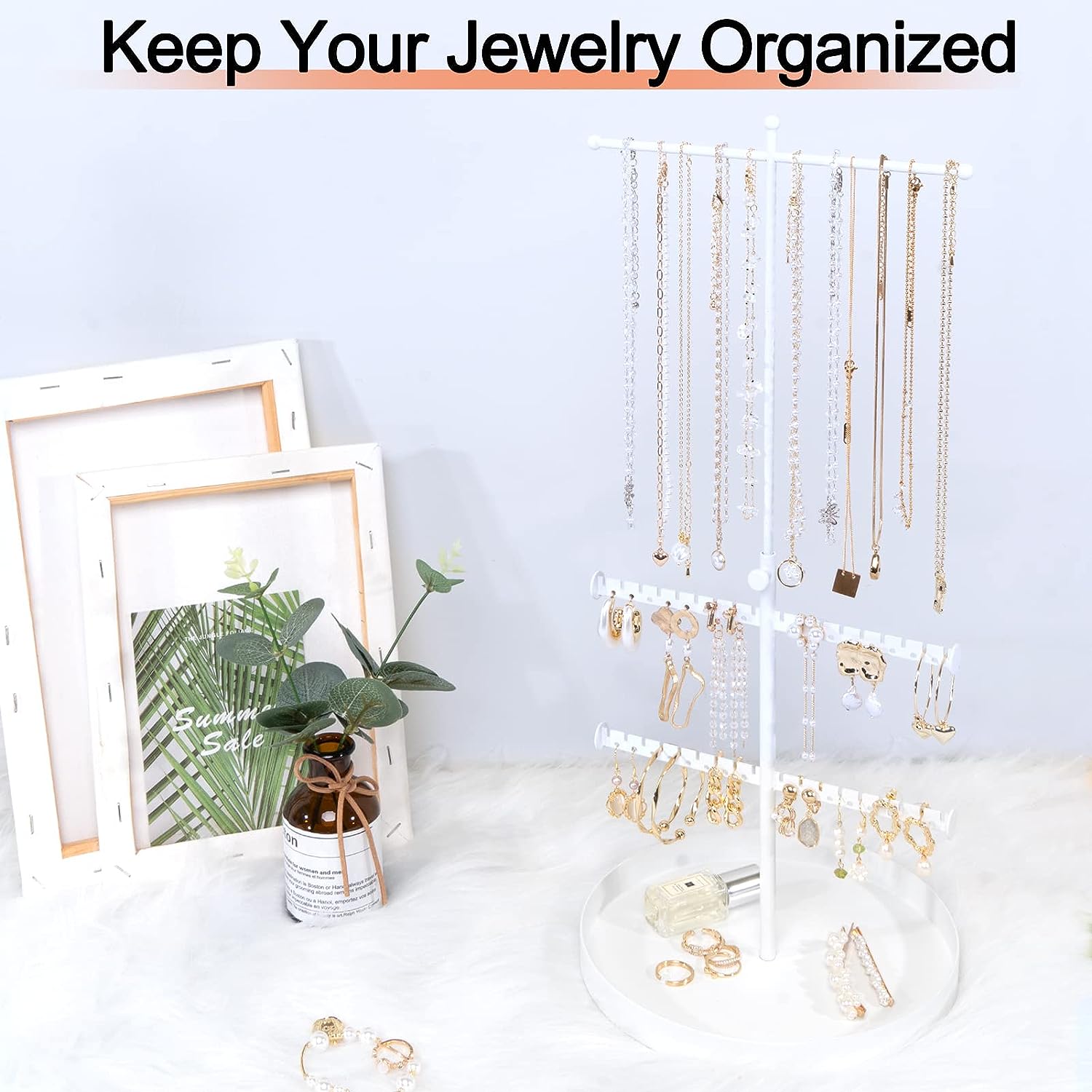 6 Tier Jewelry Organizer Stand Adjustable Height Necklace - Temu