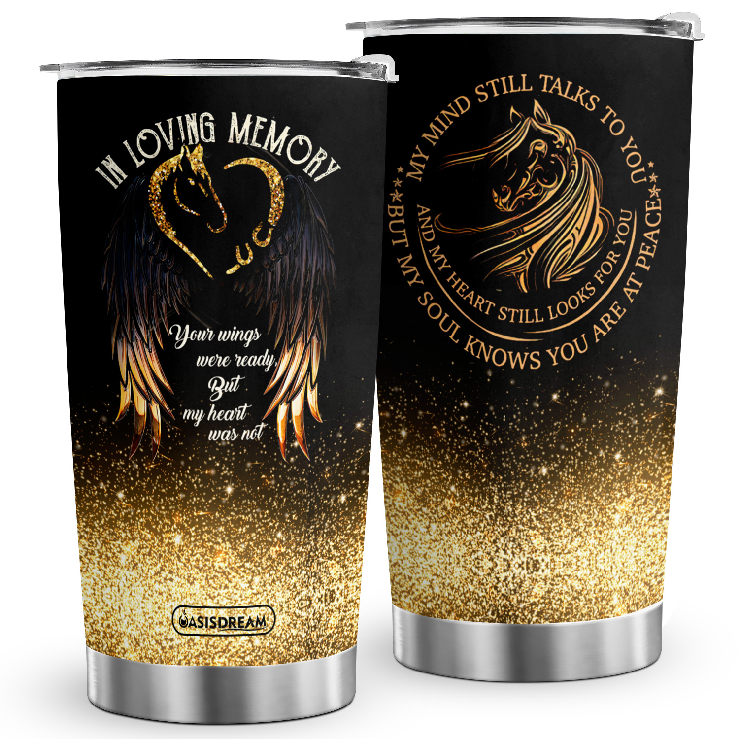 In Loving Memory Tumbler Stainless Steel Water Tumbler Wings Heart Vacuum Insulated  Cup With Lid Ice Coffee Mug Fit Most Car Holder - Temu