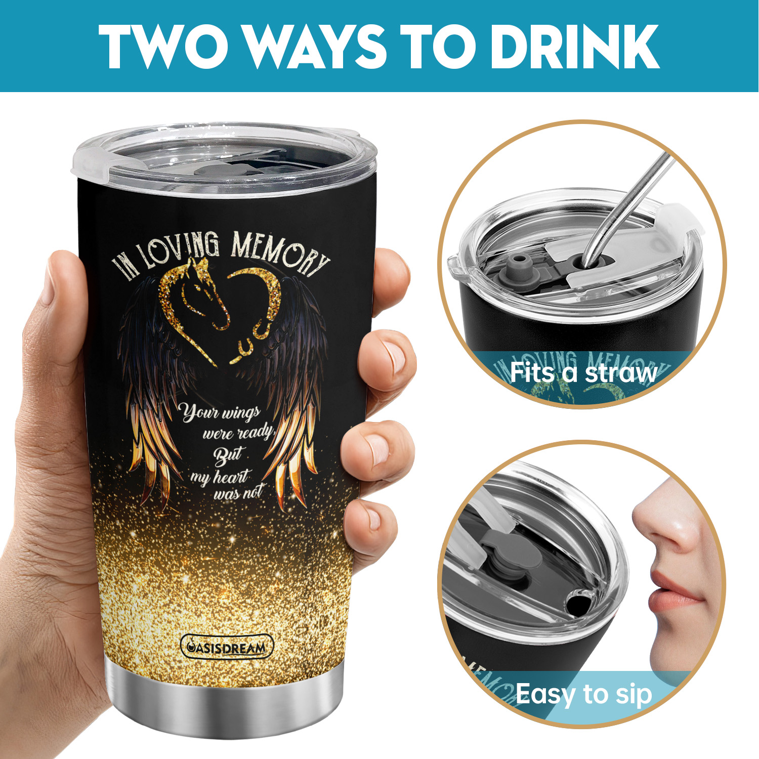 In Loving Memory Tumbler Stainless Steel Water Tumbler Wings Heart Vacuum Insulated  Cup With Lid Ice Coffee Mug Fit Most Car Holder - Temu