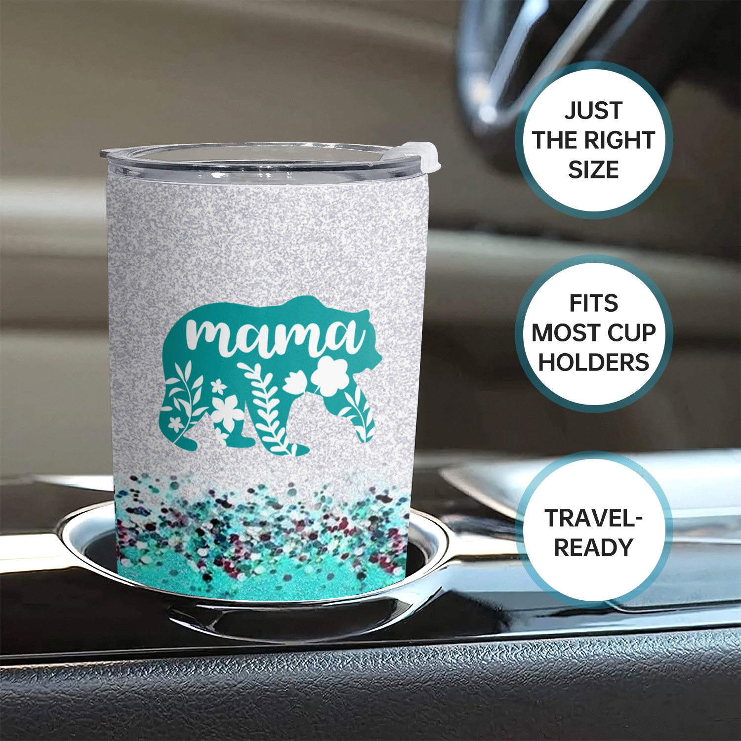 Bear Mama Tumbler Insulated Cup Lid Stainless Steel Travel - Temu