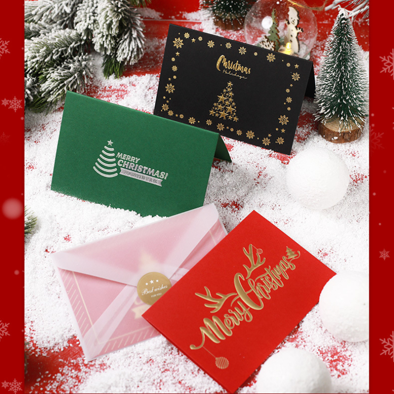 6pcs Joyeux Noël Carte de vœux avec enveloppe Cartes d’invitation  d’affaires de Noël