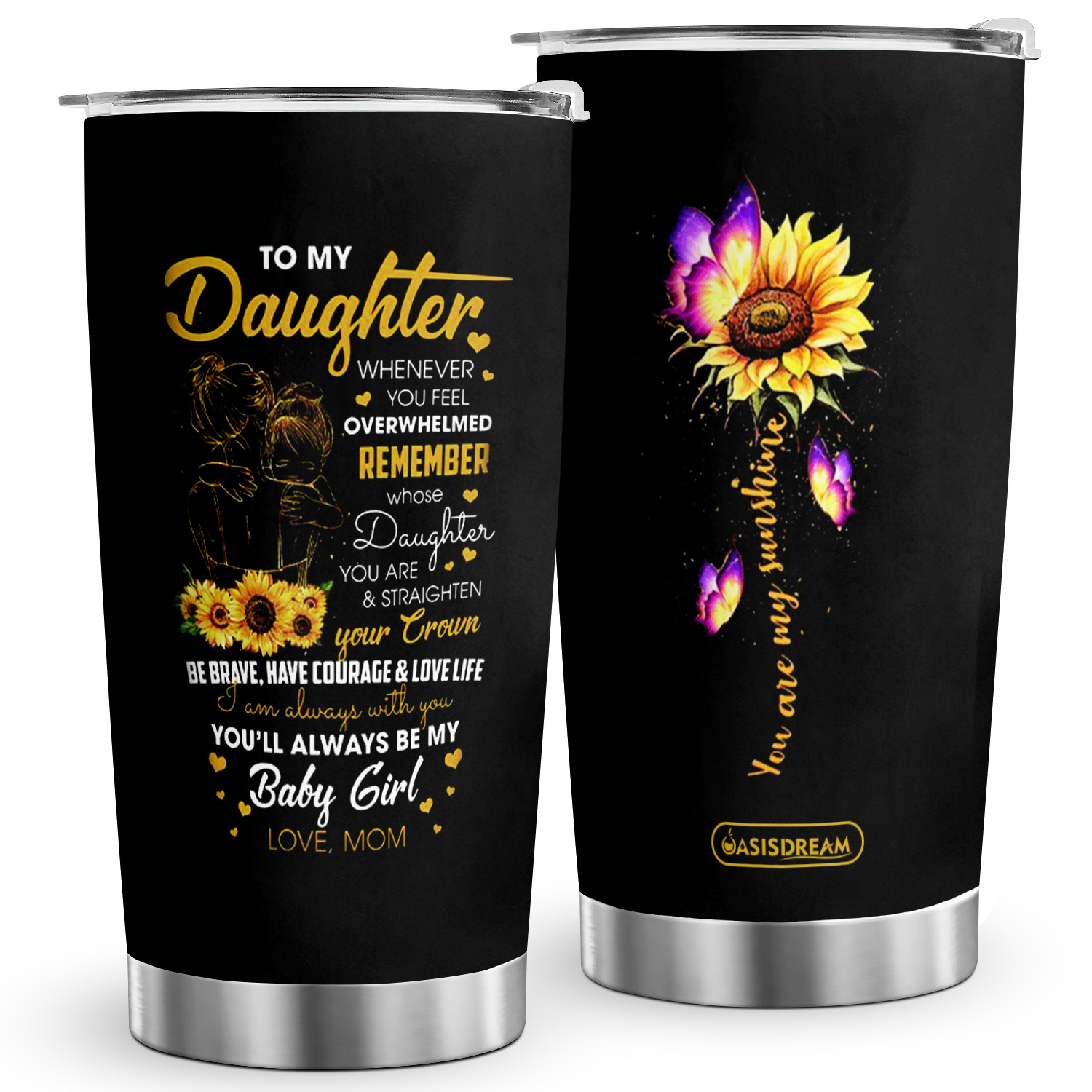 Sunflower Elephant Tumbler Mugs 20 oz Stainless Steel Travel Coffee Mug