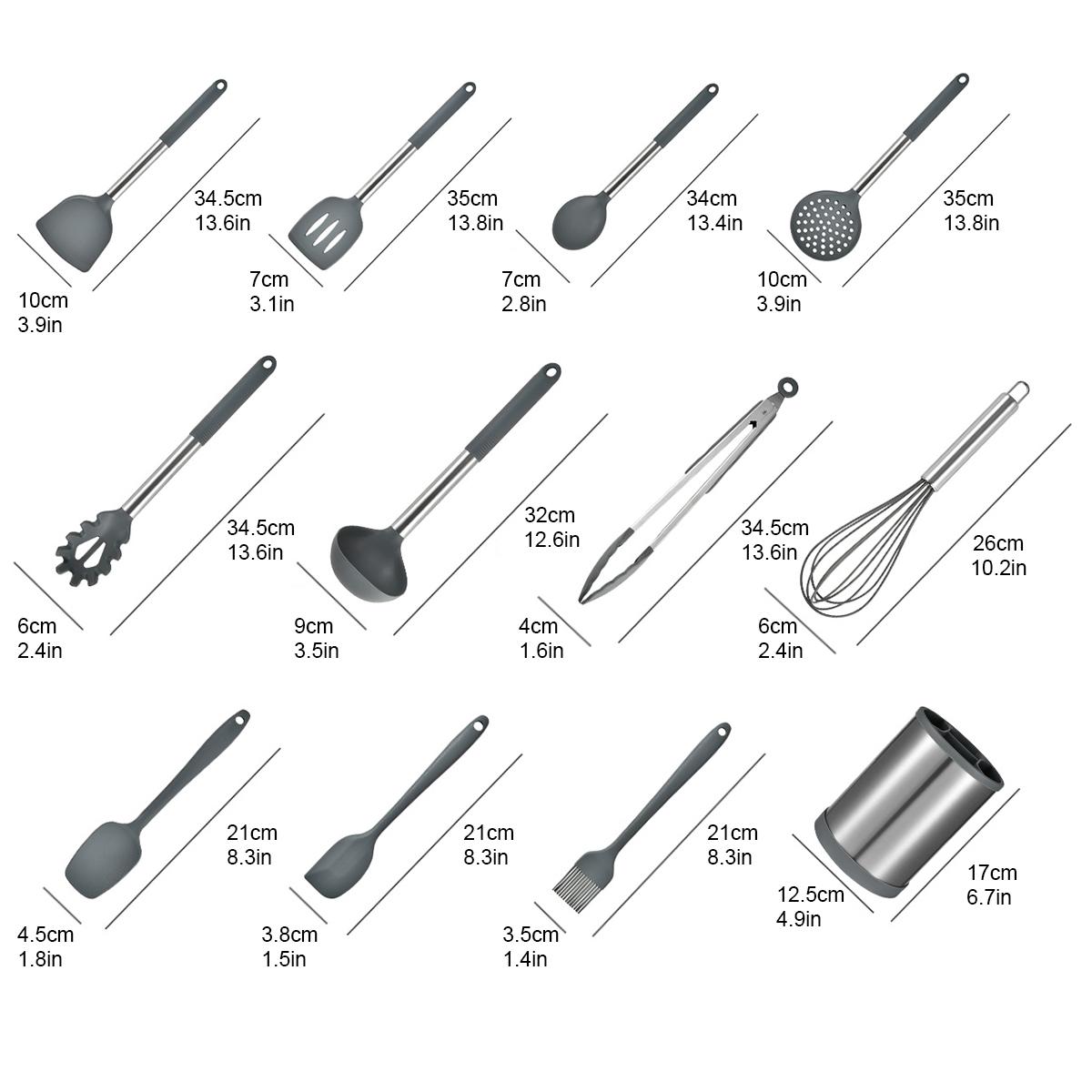 12pcs set silicone cooking utensil set kitchen utensil set safety cooking utensils set non stick cooking utensils set with metal handle washable spatula set cookware kitchen stuff kitchen gadgets kitchen essentials chrismas halloween gifts details 2