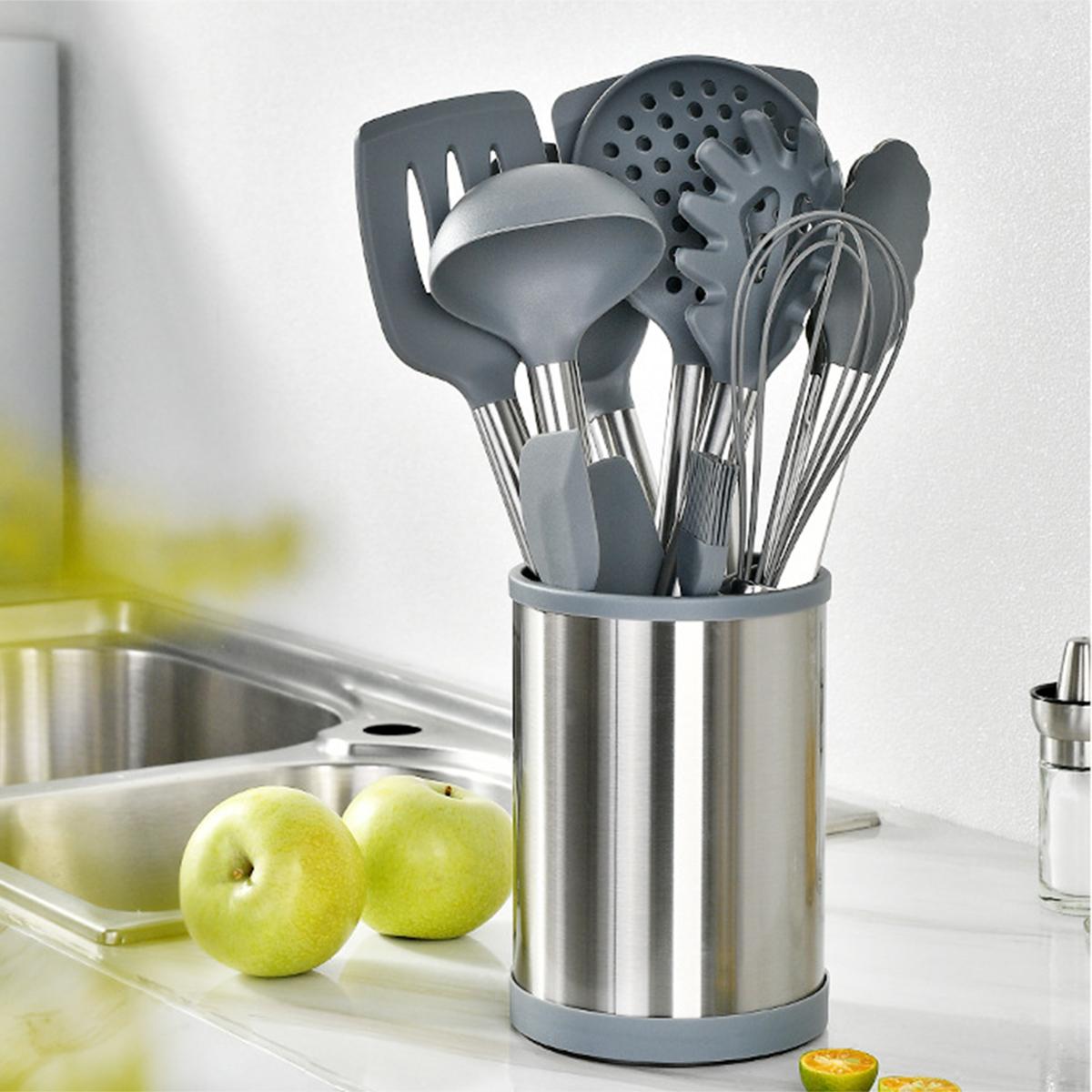 12pcs set silicone cooking utensil set kitchen utensil set safety cooking utensils set non stick cooking utensils set with metal handle washable spatula set cookware kitchen stuff kitchen gadgets kitchen essentials chrismas halloween gifts details 8