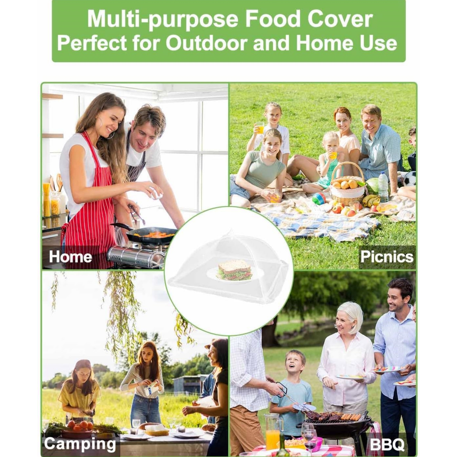 Mesh Outdoor Food Cover Tents (6 pack): Collapsible Umbrella Tents for  Picnics, BBQ, Camping & Outdoor Cooking; Pop Up Screen Net & Plate  Protector;