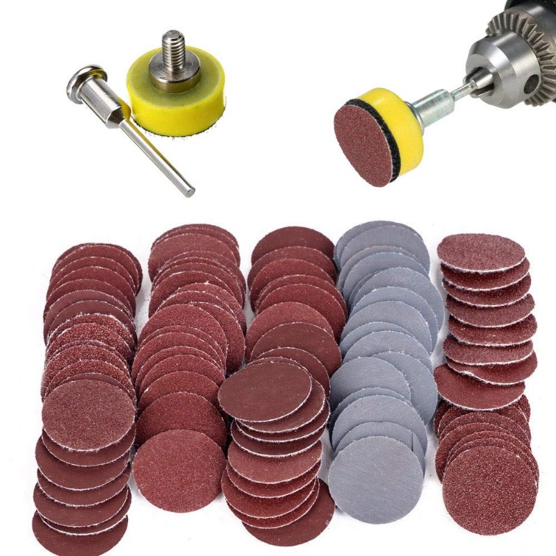 E-shop 101 Stück 1 Zoll (25mm) Schleifscheiben Pad 100-3000 Körnung Schleifpolierpad Kits für Dremel Drehwerkzeug Schleifpapiere Zubehör AA