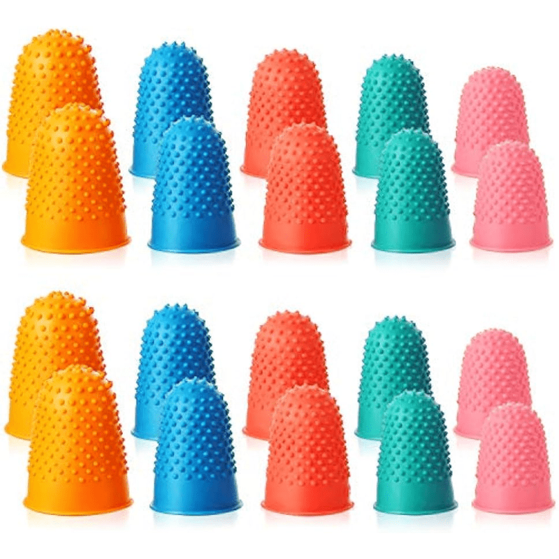 16 Pcs Finger Tips, 4 Sizes Silicone Thimble Fingertip Grips Protector  Guard Pads Cover For Paper Sorting, Page Turning