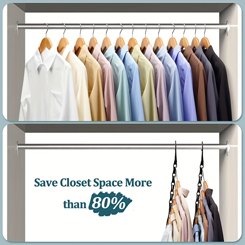 Space saving 3 hook Clothes Hanger With Connecting Hook - Temu