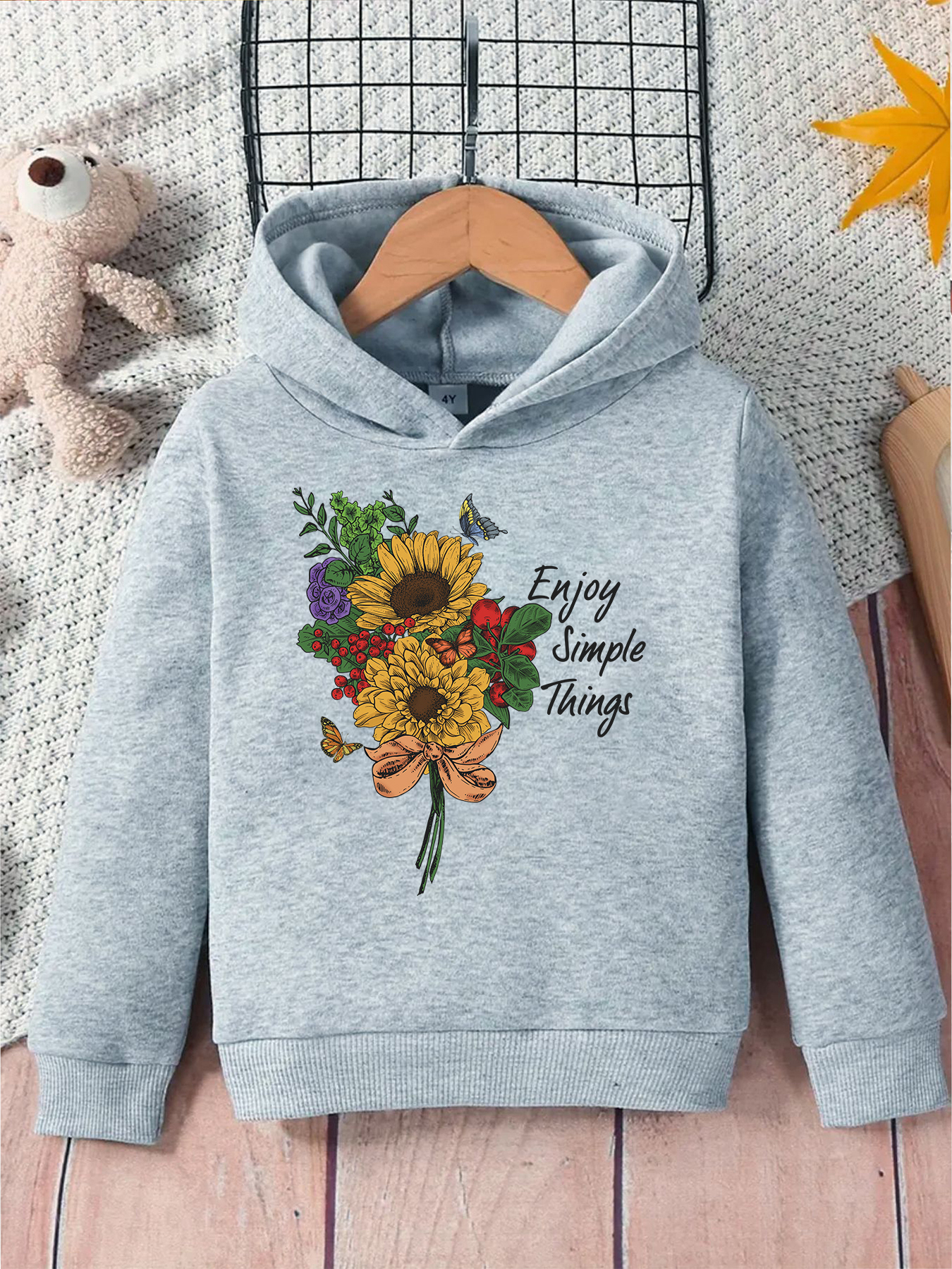 Flower Pattern Print Boys Casual Creative Hoodies Pullover Temu