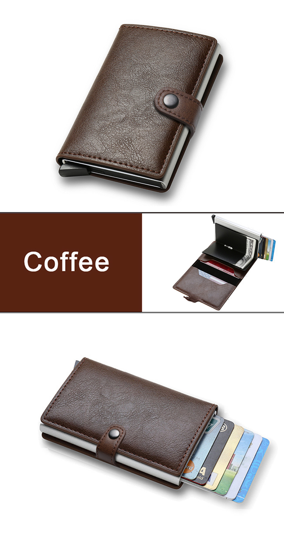 1pc Men's Aluminium Alloy Rfid Wallet With Carbon Fiber Pattern, Credit Cards For Men Und Women, Rfid Mini Business Card Holder