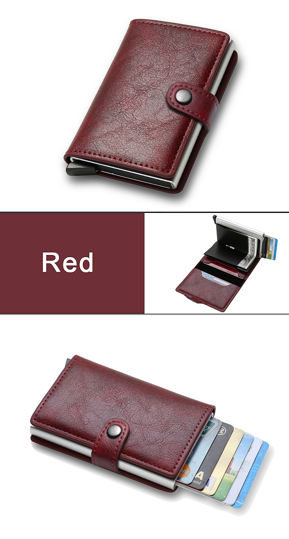 1pc Men's Aluminium Alloy Rfid Wallet With Carbon Fiber Pattern, Credit Cards For Men Und Women, Rfid Mini Business Card Holder