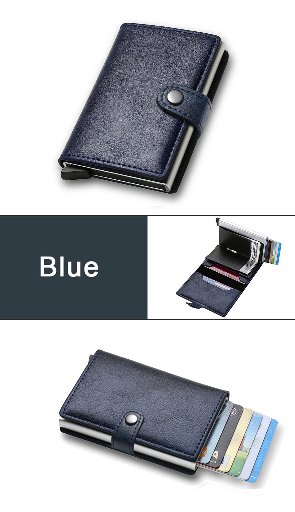 1pc Men's Aluminium Alloy Rfid Wallet With Carbon Fiber Pattern, Credit Cards For Men Und Women, Rfid Mini Business Card Holder