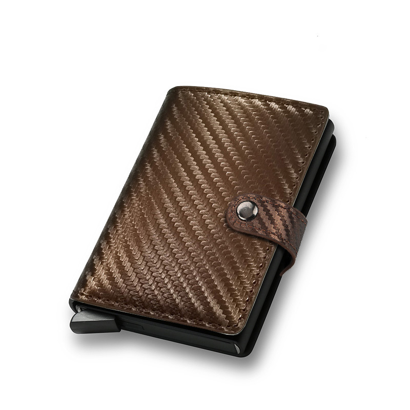 1pc Men's Aluminium Alloy Rfid Wallet With Carbon Fiber Pattern, Credit Cards For Men Und Women, Rfid Mini Business Card Holder