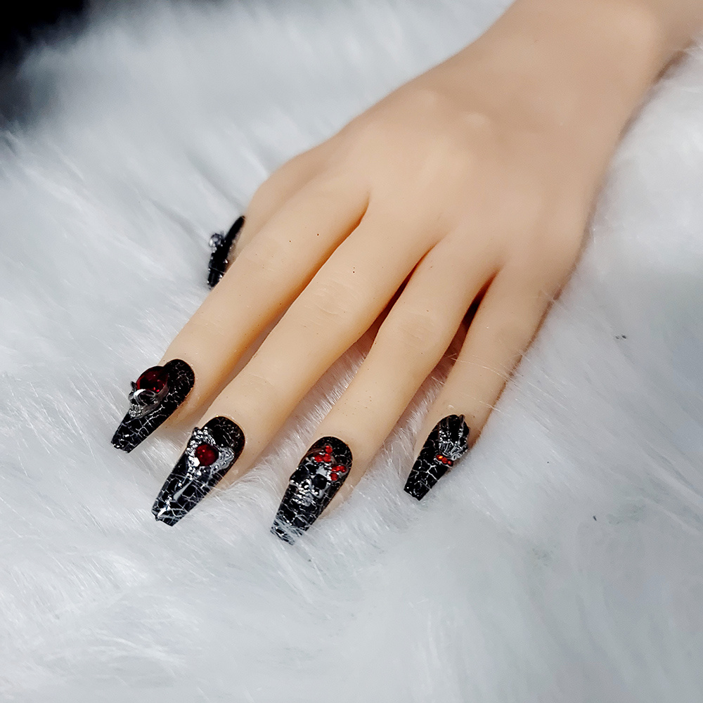 24-teiliges Set: Schwarze Kurze Kürbis-Fake-Nägel Für Halloween – Presse-on-Nägel Für Frauen & Mädchen