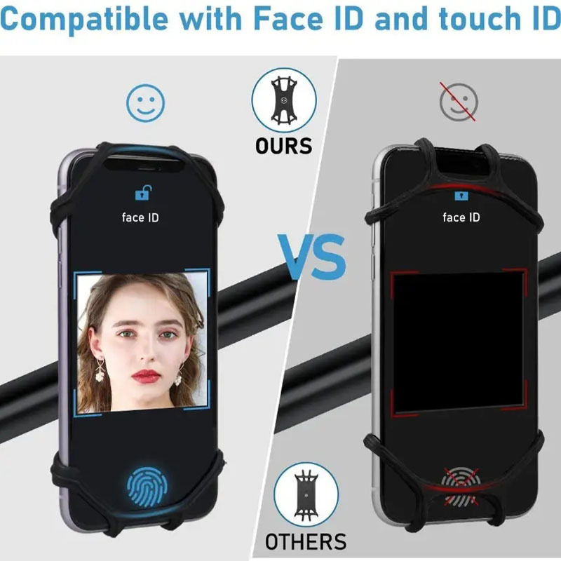 360? Rotatable Outdoor Bicycle Cell Phone Stand, Silicone Handle Mobile Phone Holder