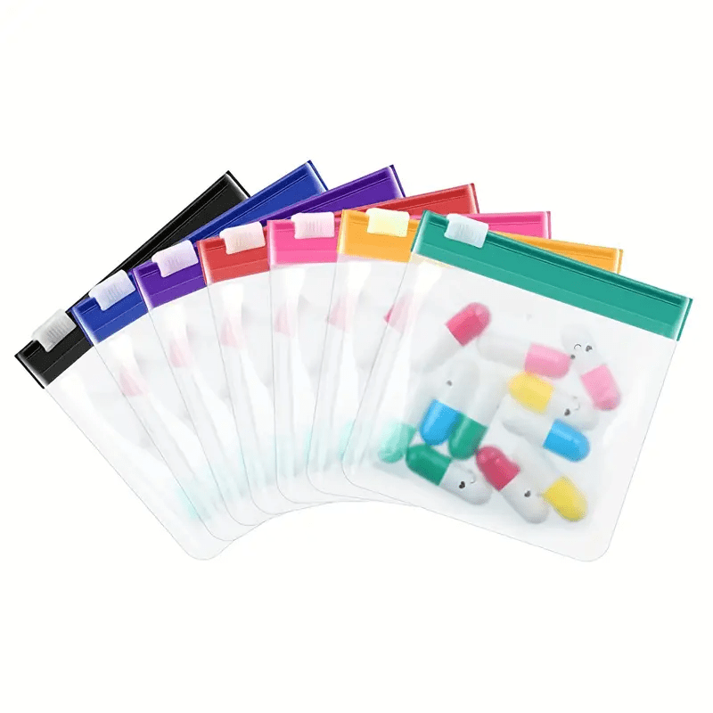Pill Pouch Bags Zippered Pill Pouch Set Reusable Pill Baggies writable  Label Self Sealing Travel Medicine