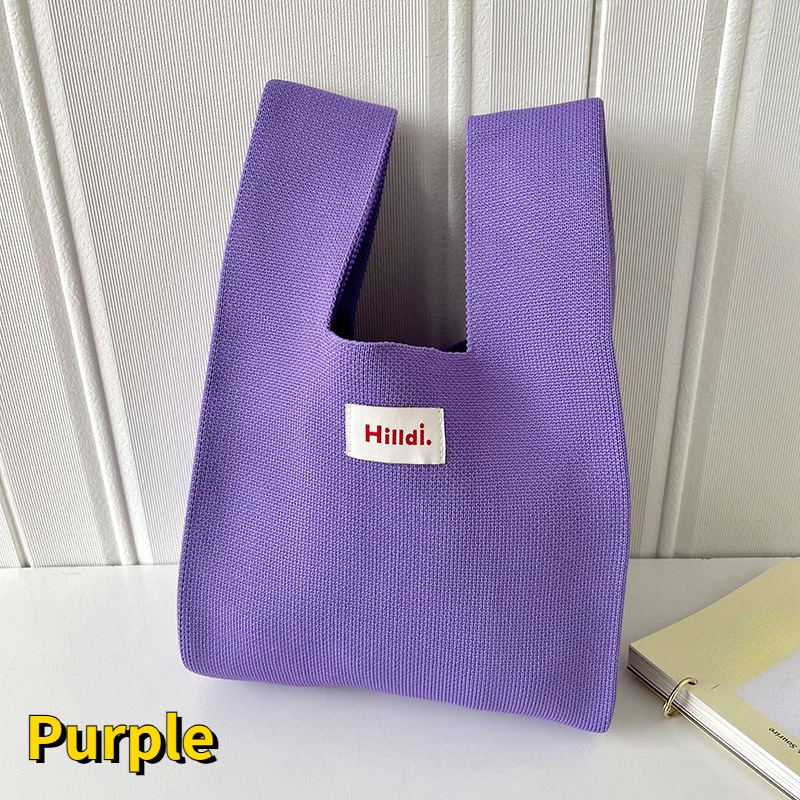 1pc Fashionable Solid Color Stitching Casual Simple Tote Bag With