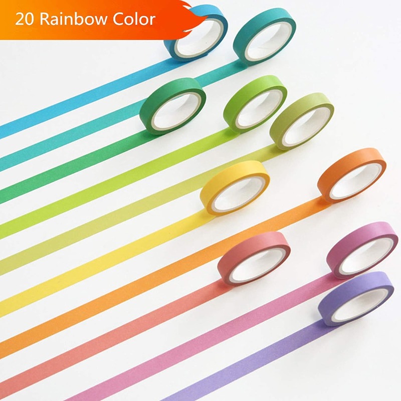 20 Rolls Macaron Washi Tape Set Rainbow Masking Tape Set 10mm(0.4 Inch)  Wide Colorful Decorative Tape For DIY Art Craft Scrapbooking Journaling  Notebo