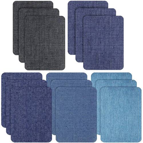 hochwertige denim-aufbügel-patches für jeans, stärkster kleber 100% baumwolle reparatur- und dekorations-set, aufbügel-patches für kleidung, baumwoll-patches zum aufbügeln, blaues reparatur- und dekorations-set größe 3 x 4-1/4 (7,5 cm x 11 cm)