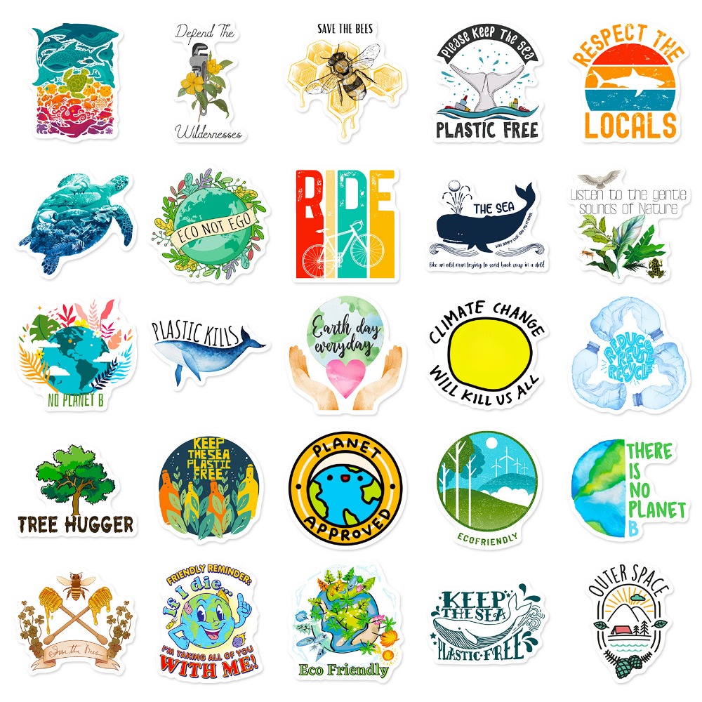 Earth Environmental Protection Signs Stickers Nature Green - Temu