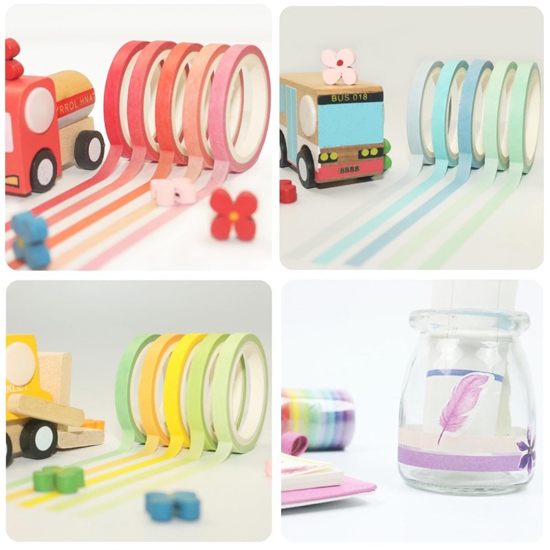 Washi Tape Masking Tape Pack Colorful Decorative Thin Tapes - Temu