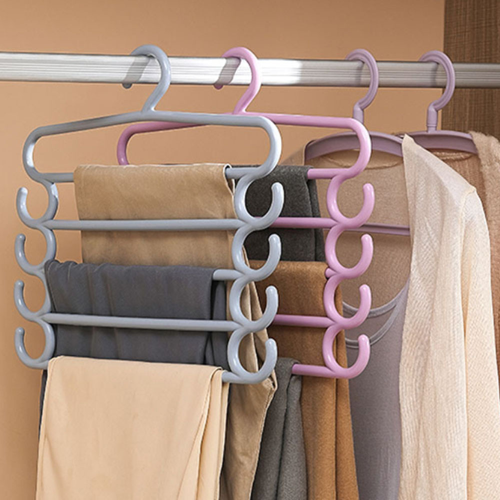 Perchas para ahorrar espacio, perchas de plástico para pantalones que  ahorran espacio: organizador de armario, ganchos giratorios para ropa