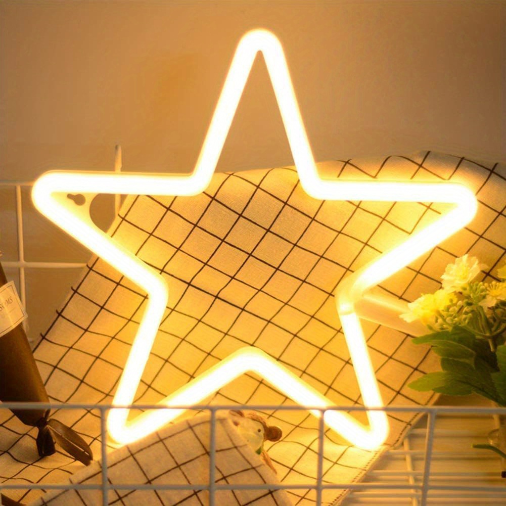1 Piece Of Star-shaped Neon Light, Usb And Batteries, Perfect For Decorating Bedrooms, Weddings, Birthdays, Parties, Game Rooms, And More!