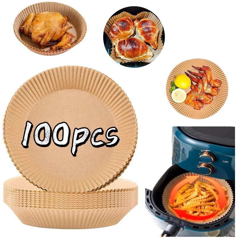 Air Fryer Disposable Paper Liner 100 Pcs, Non-Stick Air Fryer Liners Round  for 3-6QT, 6.3 inch Ninja Air Fryer Parchment Paper Liners for Ninja Basket