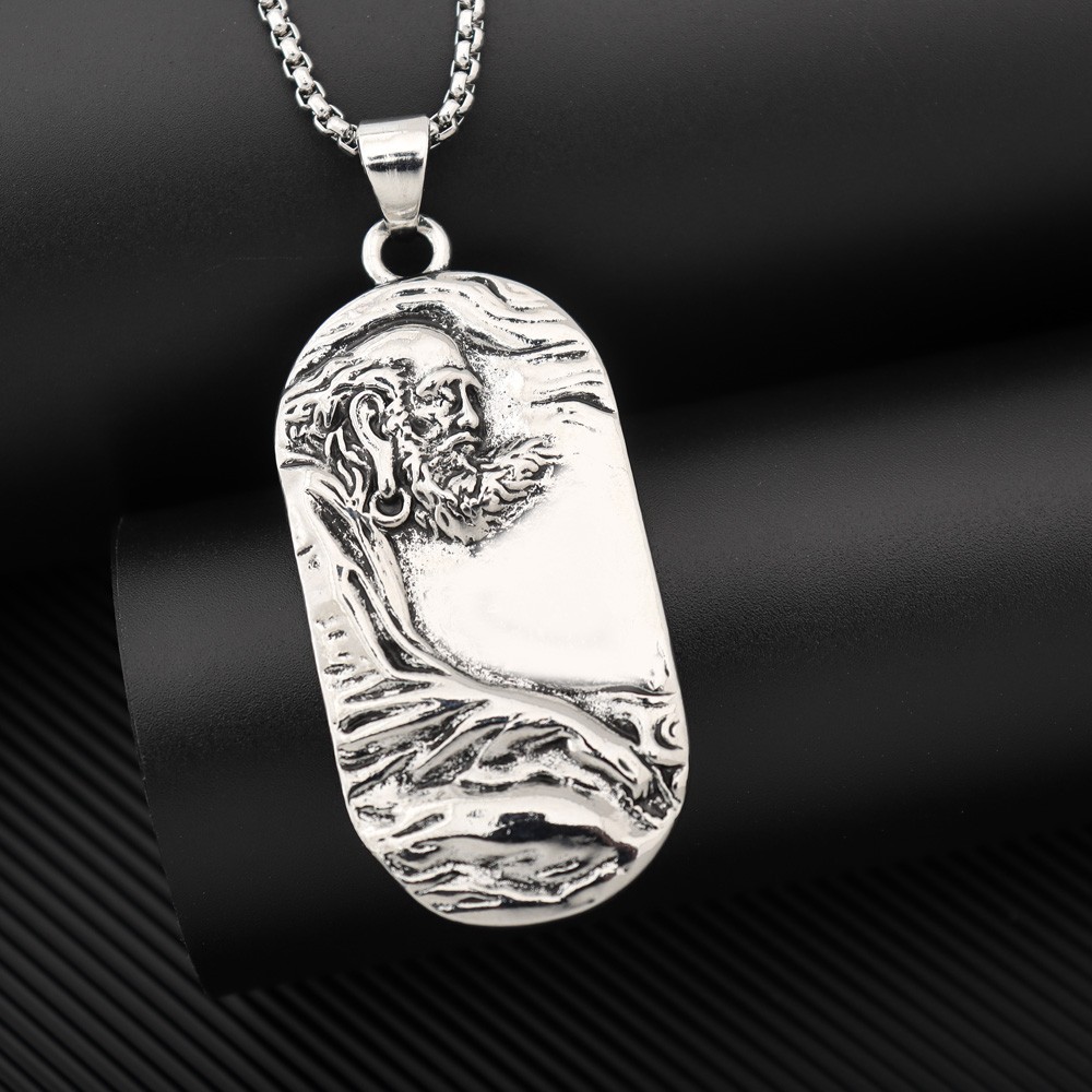 mens vintage long beard old man engraved oval pendant Temu