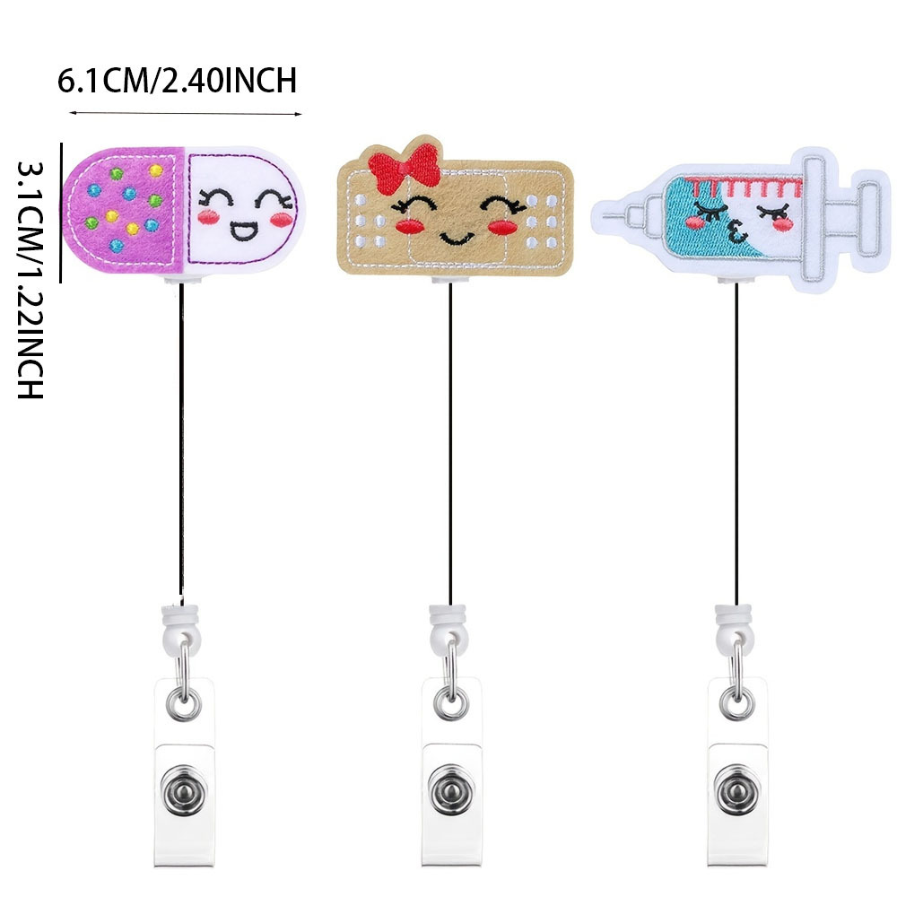 Embroidery Patterns Retractable Id Badge Holder Badge Reels - Temu