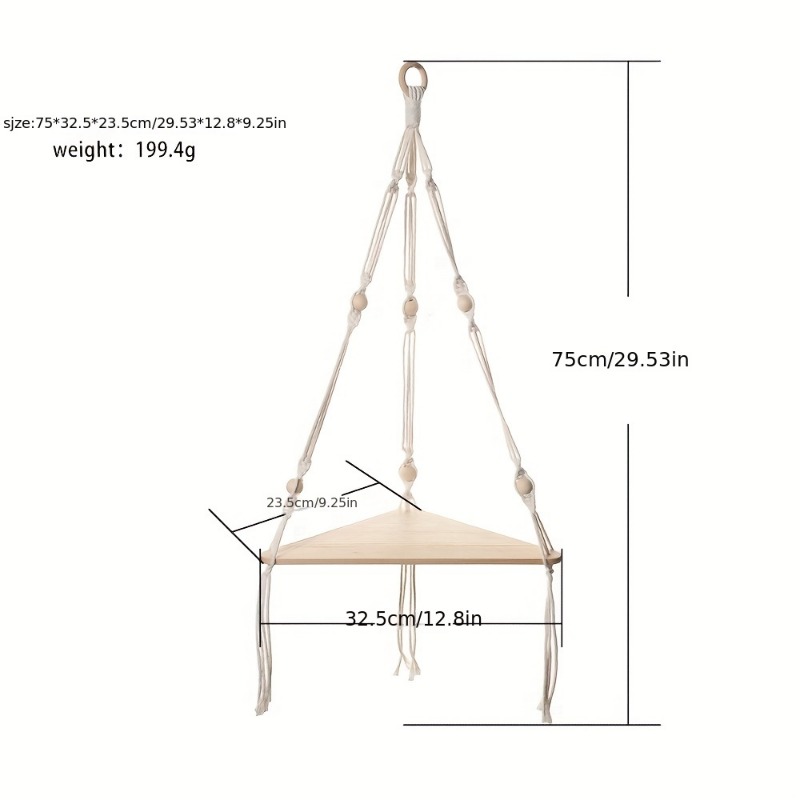 Boho Triangle Wooden Board Hanging Floating Shelf Wall - Temu