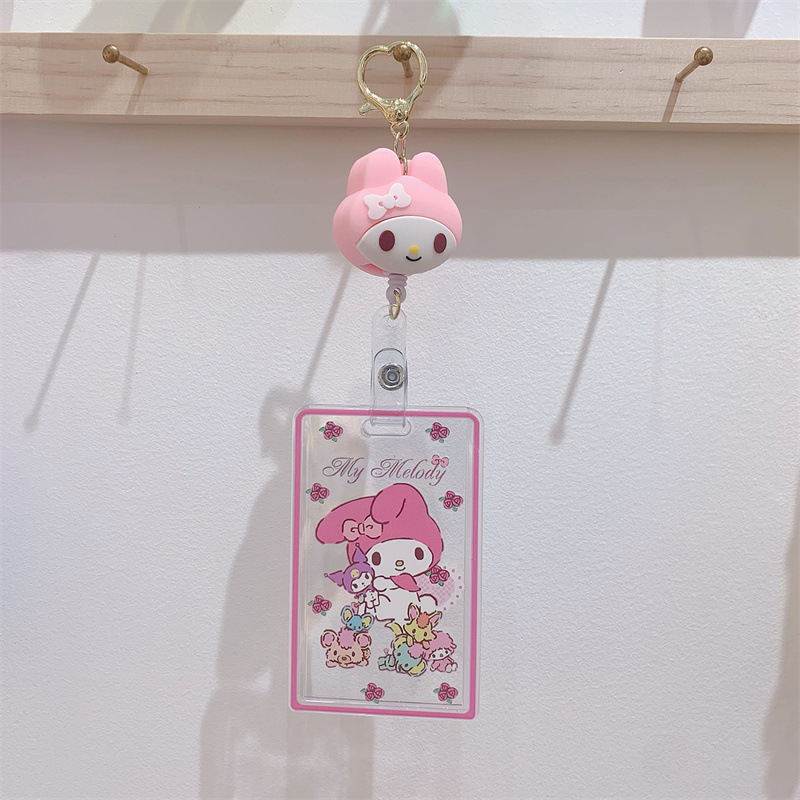 Mignon Cartoon Transparent Card Sleeve, Pendentif De Couverture De