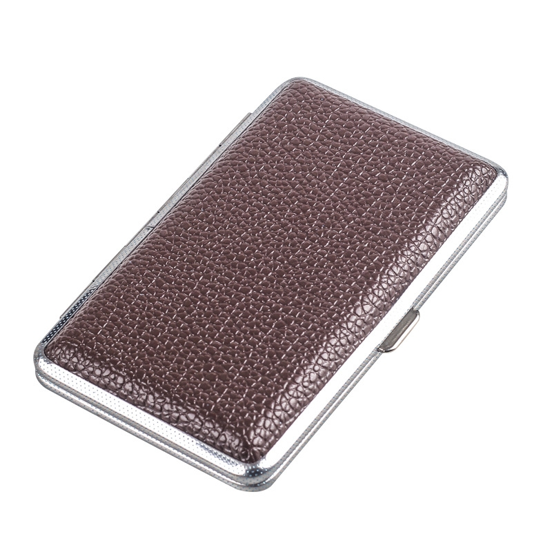 1pc Brown 20-cigarette Capacity Portable Cigarette Box, Metal