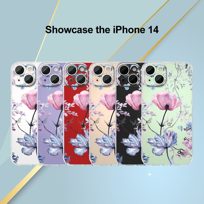 

2.0mm Clear Phone Case With Flowers Uv Printing 360 Degree Full Protection Phone Cover For Iphone 11 12 13 14 15 Pro Max Xr X/xs 7 8 Plus Se Mini