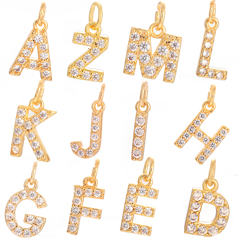 26pcs Alphabet Letter A~Z Alloy Rhinestone Charms, 12.5~13.5x5.5~12x2.5mm, 1.4mm Hole, Crystal Platinum Elegant Creative Shaped for Necklace