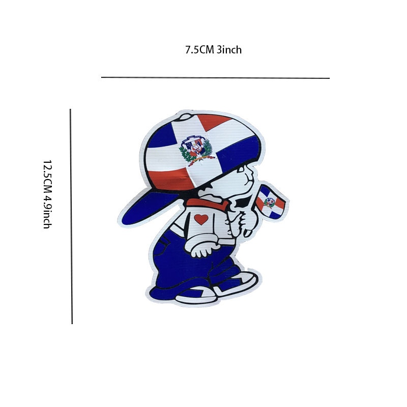 Dominican Republic Flag Shape Sticker - 3" Vinyl Decal For Cars & Laptops
