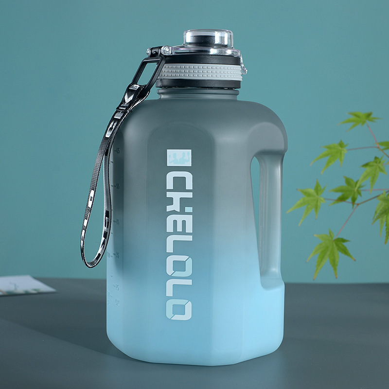 2.2L Large-capacity Water Bottle with Time Marker Portable Fitness Sports Water  Jug Gradient Color Outdoor Exercise Water Cup