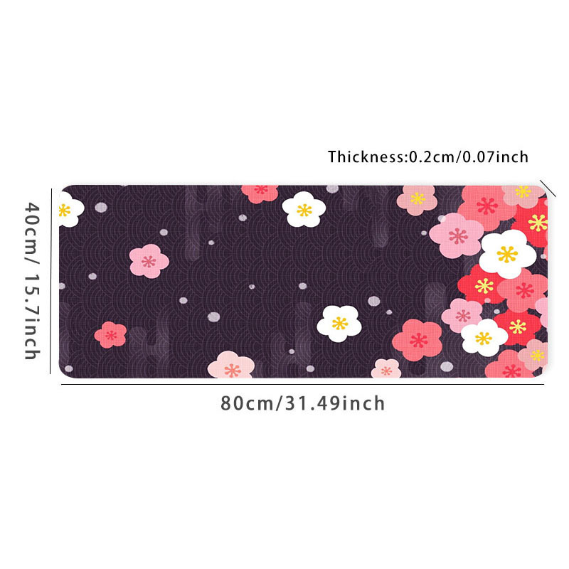 Tapis de bureau rose japonais, tapis de souris de jeu xxl mignon de fleur  de cerisier