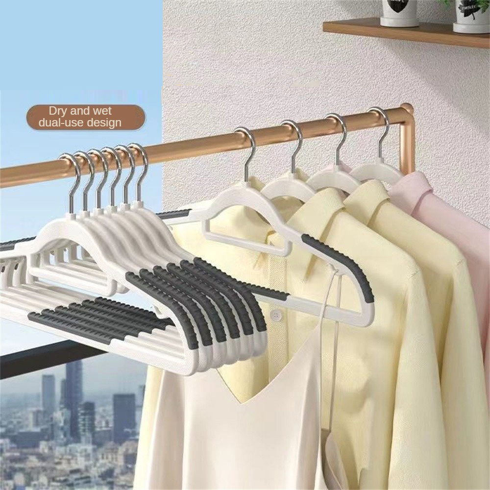 10pcs Clothes Hangers with Clips Plastic Space Saving Non-Slip Skirt Organizer