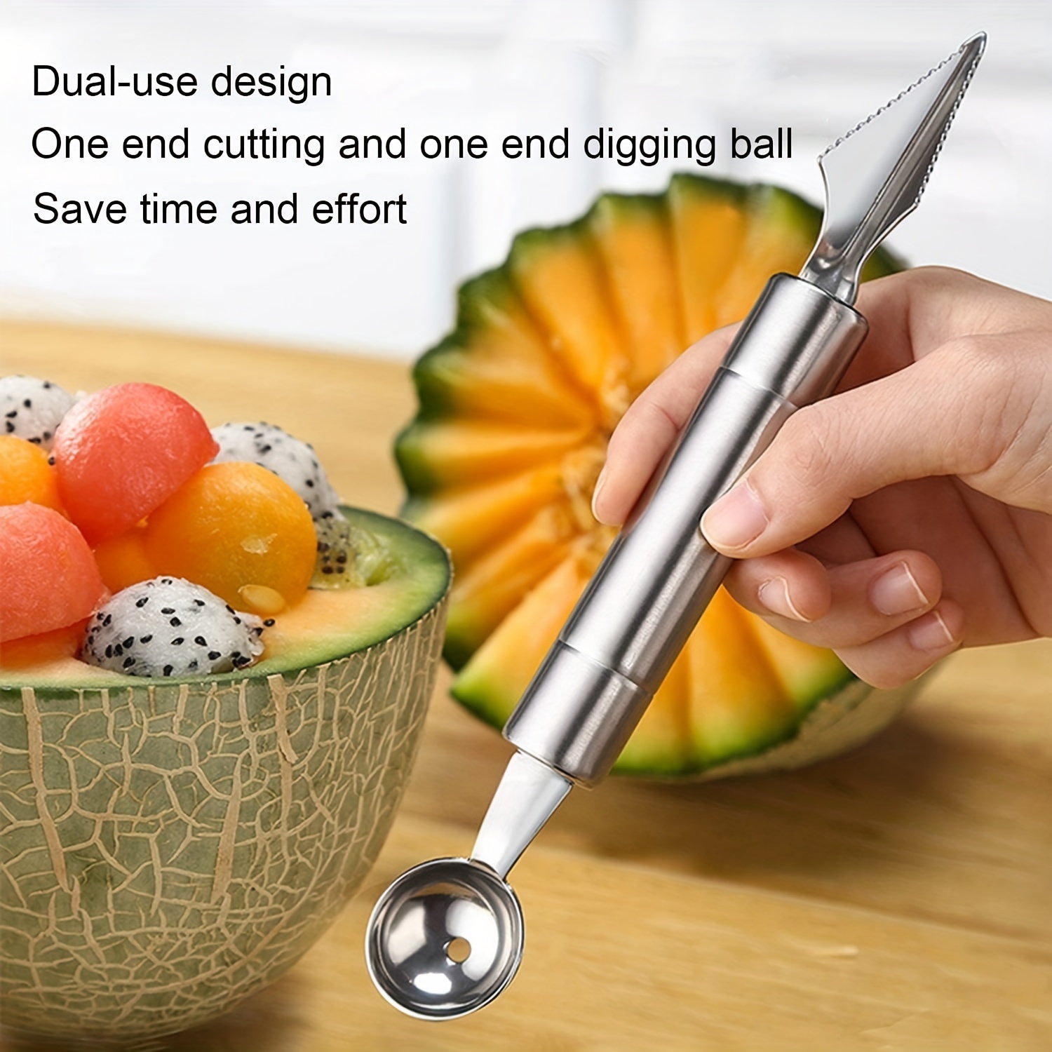 Fruit Scoop, Stainless Steel Fruit Ball Digger, Reusable