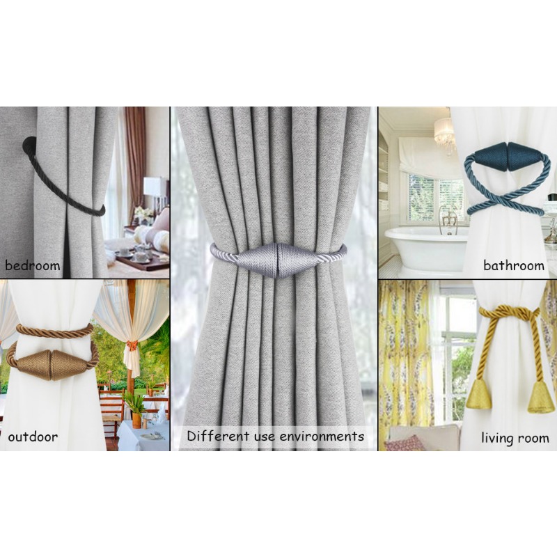 2pcs magnetic curtain tiebacks rope modern handmade curtain drapes curtain holdback for bedroom living room home decor details 3