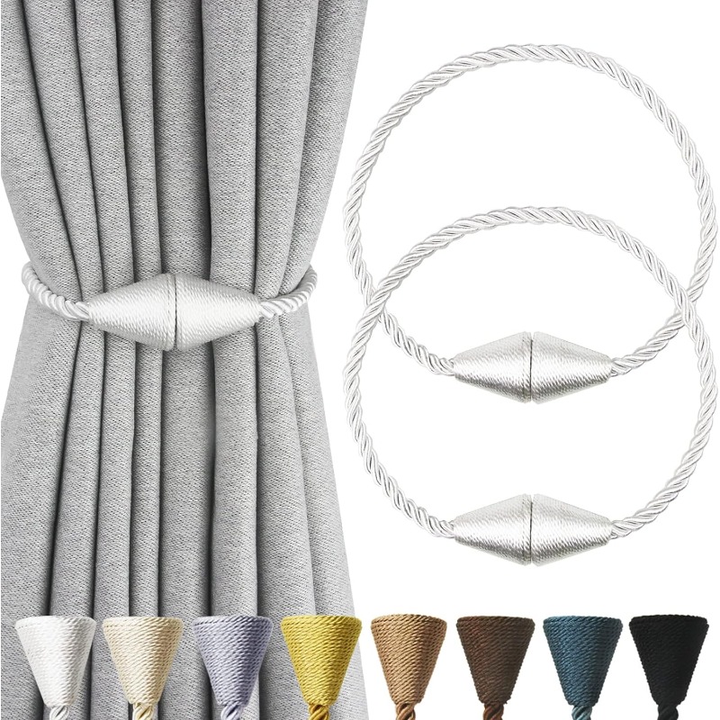 Image of Pack Of 2 Magnetic Curtain Tiebacks Rope Modern Handmade Curtain Tie Backs Decorative Drapes Weave Holdbacks For Window